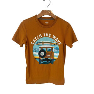 Old Navy Youth T-Shirt Large Mustard Surfing Graphic Tee